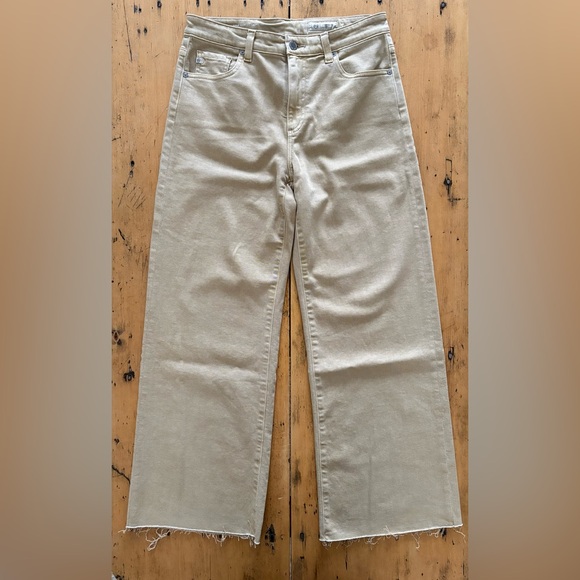 AG Saige Wide Leg Crop Denim Beige US 27 Like New - Picture 2 of 11